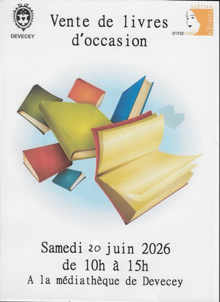 Affiche bourse au livre Devecey 20 juin 2026