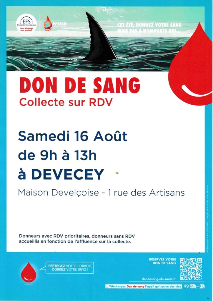 Affiche Don du Sang Aout 2025