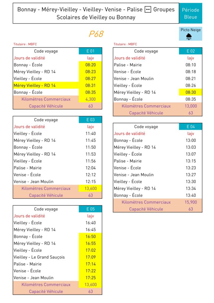 Horaire bus école primaire Rentrée 2025