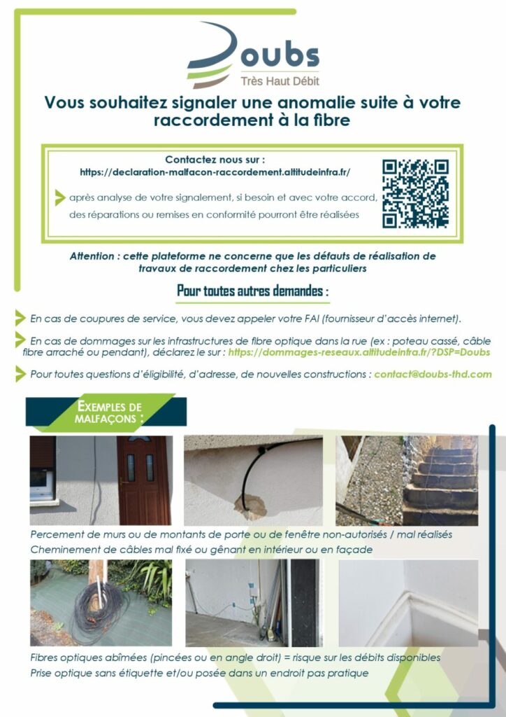 Signaler un problème de raccordement à la fibre - département du Doubs