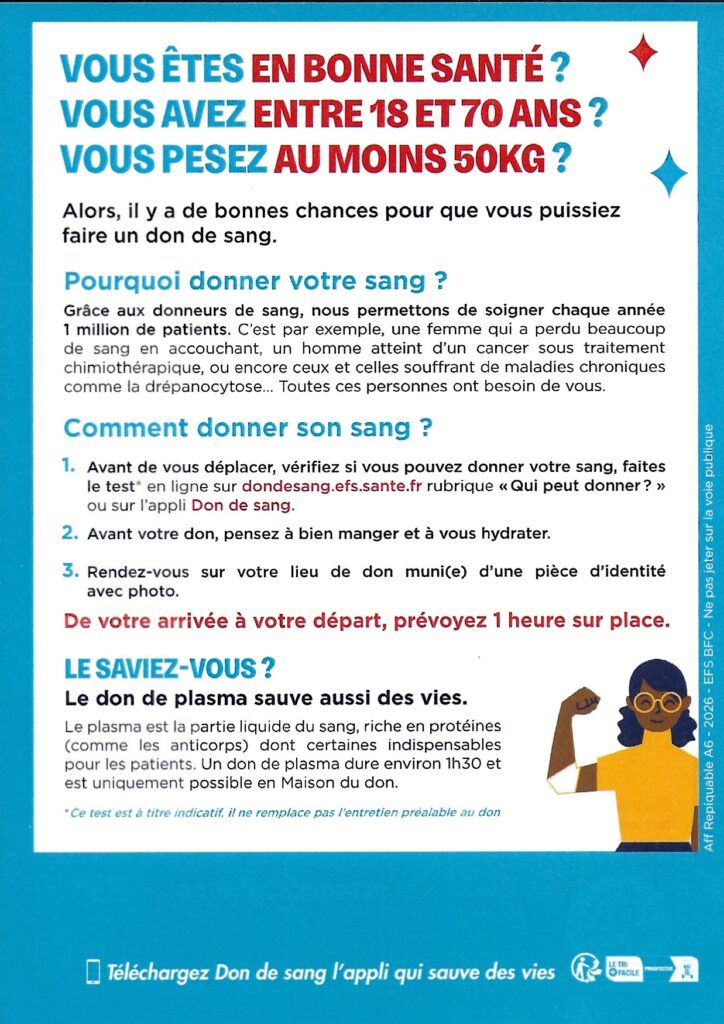 Consignes Don du Sang