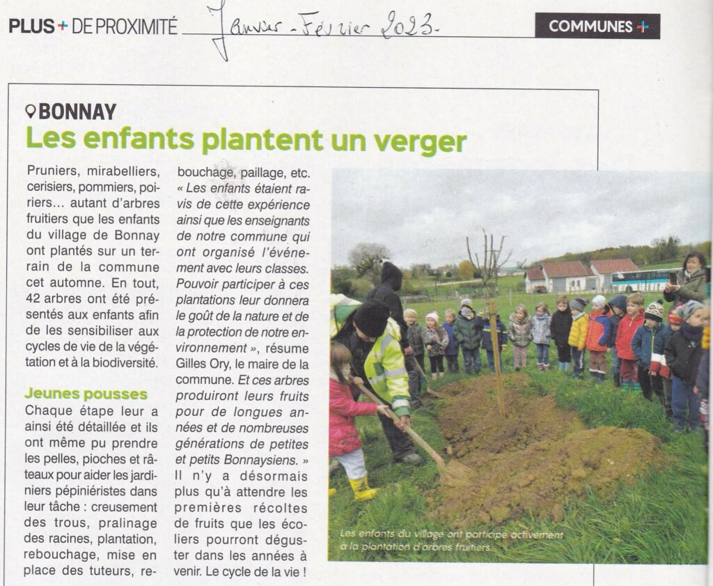 Article Est Républicain verger conservatoire commune de Bonnay