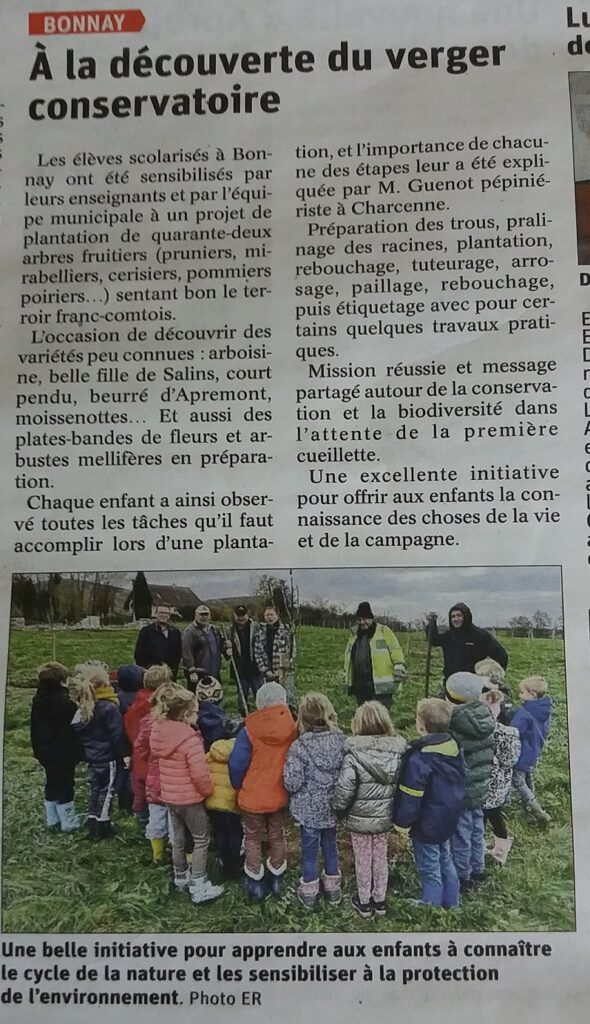 Article Est Républicain verger conservatoire commune de Bonnay